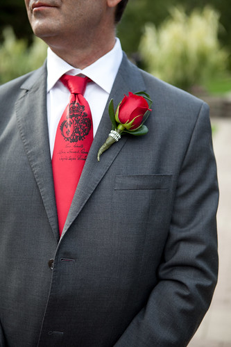 Groom`s custom tie  - it has a guillotine on the other side!