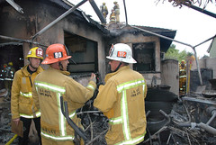 Three Firefighters Injured Battling Arleta Blaze. © Photo by Mike Meadows. Click to view more...