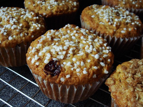 Browned Butter Oatmeal Cranberry Muffin: Pearl Sugar