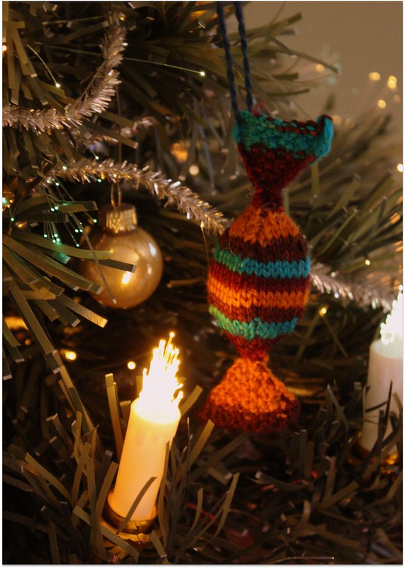 hard candy handknit christmas ornament