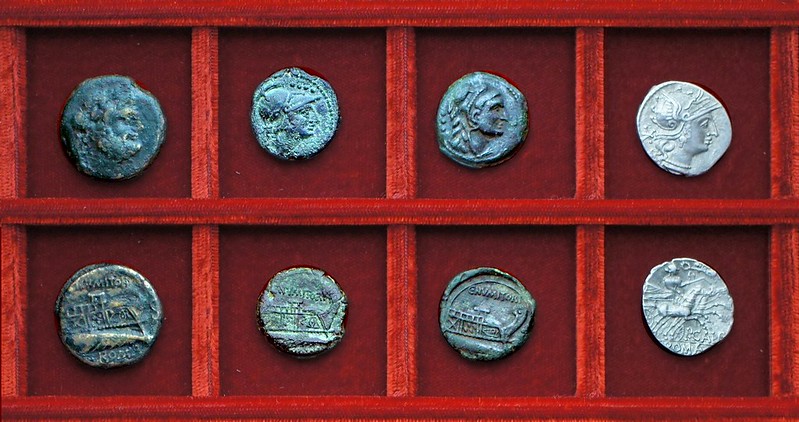 RRC 246 C.NVMITORI Numitoria bronzes, RRC 247 P.CALP Calpurnia denarius, Ahala collection, coins of the Roman Republic