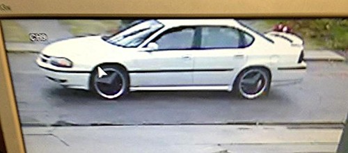White Car peace sign hubcaps - suspect in NWC Breakins