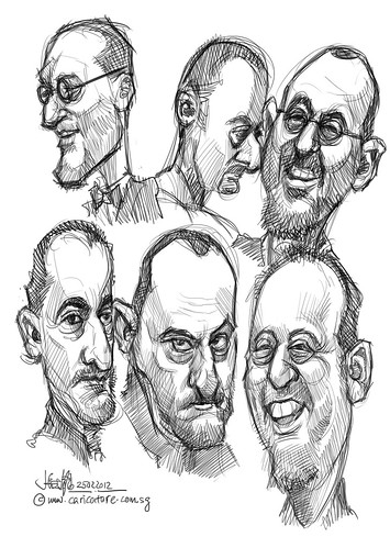 digital caricature sketch studies of Jean Reno