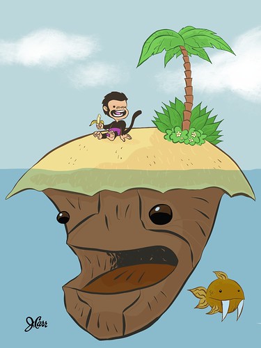 Monkey and Island by jcarrtoons