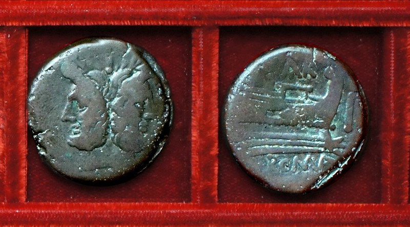 RRC 199 SAR Atilia As, Ahala collection, coins of the Roman Republic