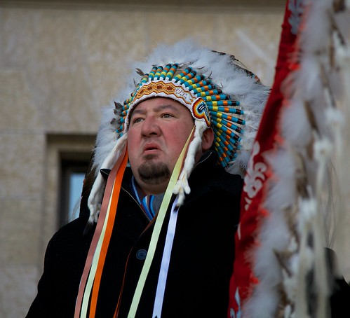 Derek Nepinak, Grand Chief of the Assembly of Manitoba Chiefs at the Idle No More rally at the Manitoba Legislature.