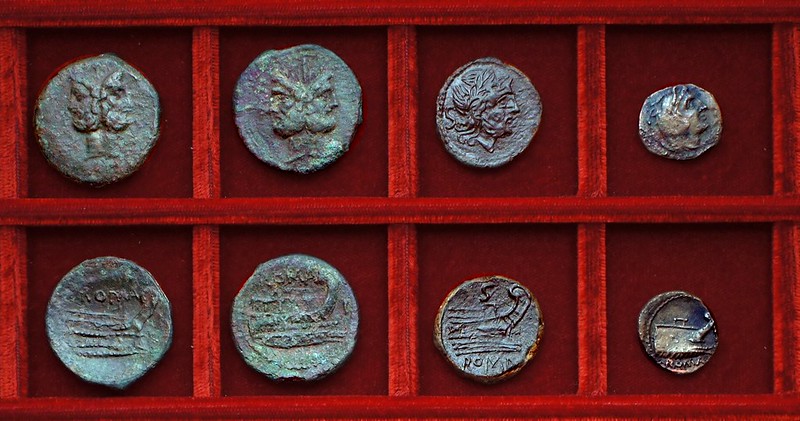 RRC 339 semuncial bronzes various styles, Ahala collection, coins of the Roman Republic