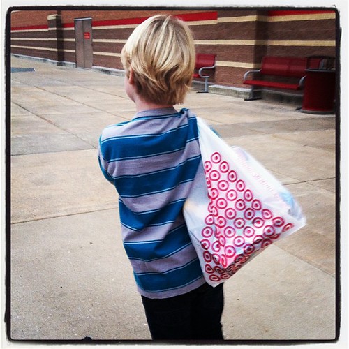 One happy little shopper...shopping for his brother:)