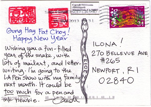 2013 year of the snake postcard back