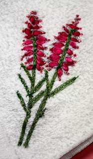 Close up of Ribbon Embroidered Face Cloth