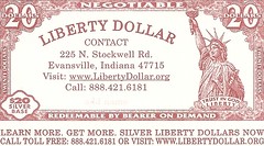 Liberty Dollar distributor card