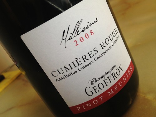 Tonight's birthday wine: still Pinot Muenier from Champagne.