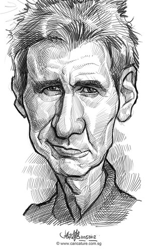 digital caricature sketch of Harrison Ford