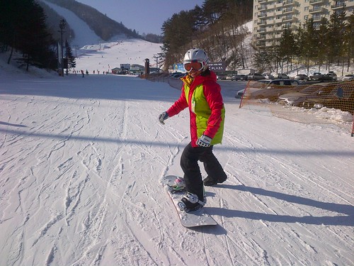 Snowboarding in Yong Pyong, South Korea