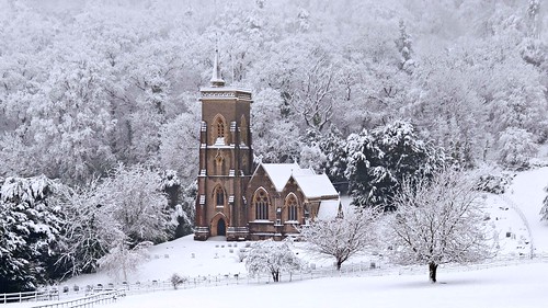 West Quantoxhead - St Etheldreda's Church in the snow - 23rd January 2013 by David Cronin