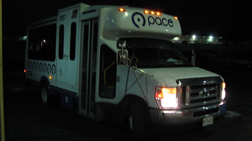 First Transit 2008 Ford paratransit bus # 5157 prepares to enter the garage at the end of the shift.  Glenview Illinois.  January 2013. by Eddie from Chicago