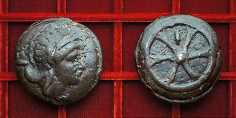 RRC 24 Roma wheel Aes Grave As, Ahala collection, coins of the Roman Republic