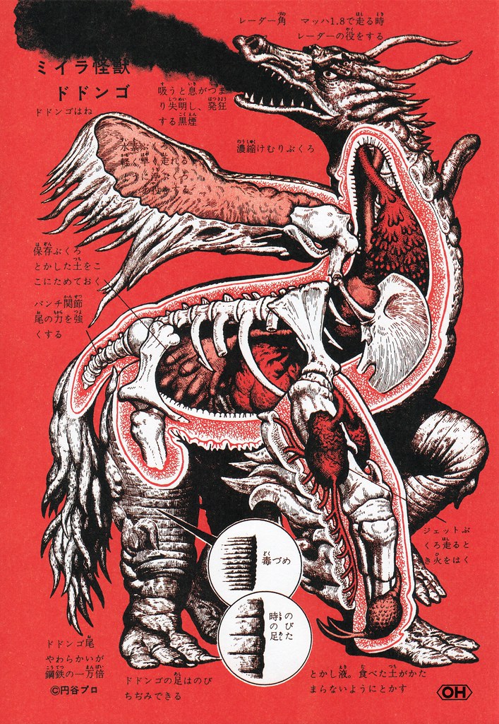 Shoji Ohtomo - "Kaiju Zukan" (Monster Picture Book) Page 88, Mummy Kaiju Dodongo