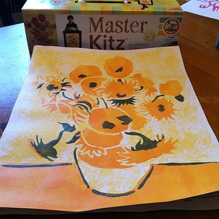 Joshua's version of "Sunflowers" by Vincent Van Gogh...thanks to master Kitz! #masterkitz, #sunflowers