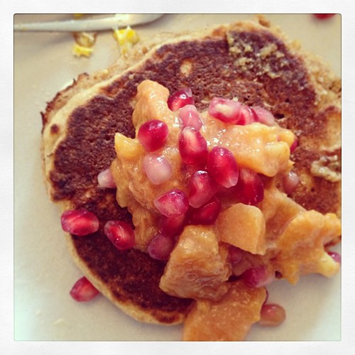 Persimmon ginger pomegranate sage pancake topping. #randomcreation