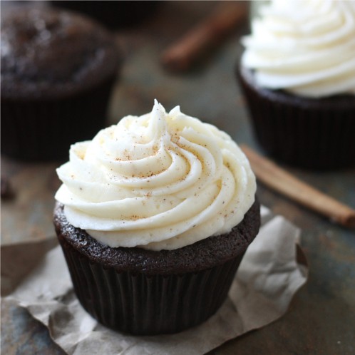 Spiced Chocolate Cupcakes with Eggnog Buttercream