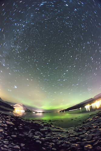 Startrailing The Milkyway with The Northern Lights reflection on water [January, 5th, 2013]