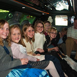 Abbie and her friends in the limo