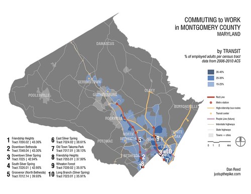 Commuting to Work in MoCo: Transit (with rankings)