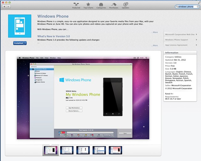 Windows Phone in Mac App Store