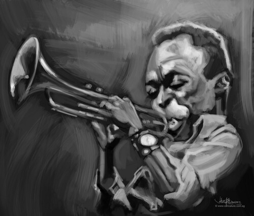 digital caricature of Miles Davis - 1