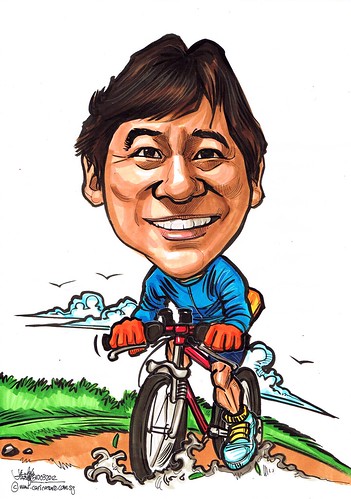 cyclist caricature for SAFRA