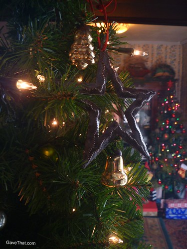 Heart of Haiti Star Ornament on the Christmas Tree