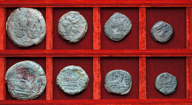 RRC 124 meta bronzes, Ahala collection, coins of the Roman Republic