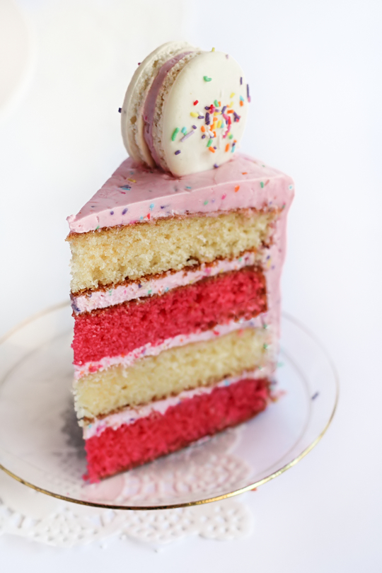 Pink & White Layered Sprinkle Cake