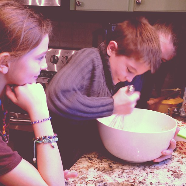 Calling in the muscles.  #unschooling #baking