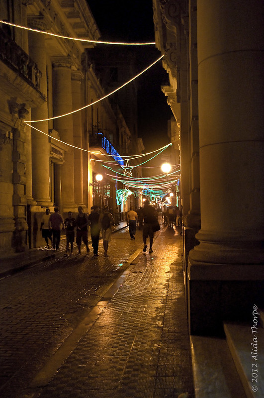 havana at night with Christmas lights
