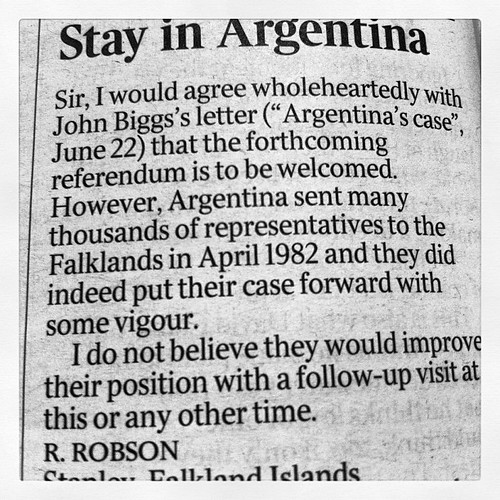 Stay in Argentina. From today's Times by Mike Rawlins