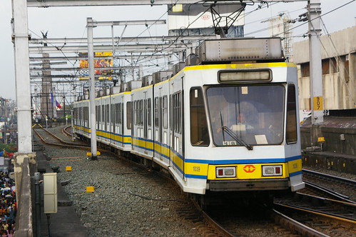 Light Rail Transit Authority 1000series in Monumento station, Caloocan, Philippine /Dec 30, 2012