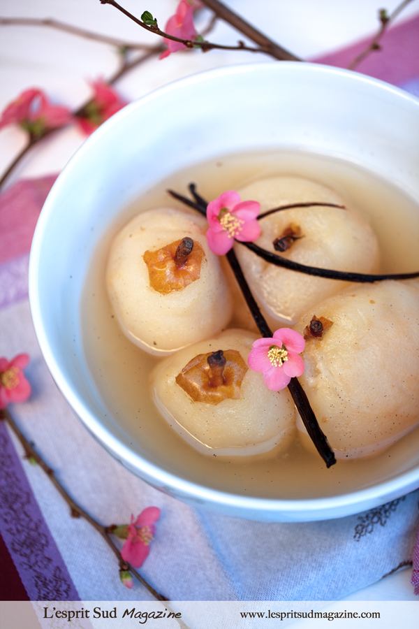 Poached pears with a  vanilla syrup & Syrup