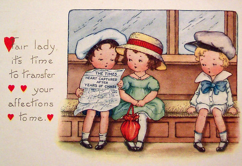 valentine card two girls one boy
