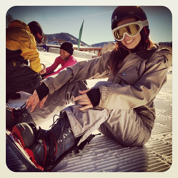 Learning the art of snowboarding with master teacher Brooks at @Thecanyons!