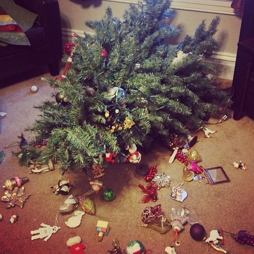 Ellie broke the Christmas tree. And my heart. #hormonemeltdown
