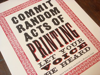 Commit Random Acts of Printing letterpress poster