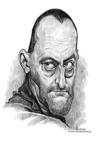 digital caricature sketch of Jean Reno