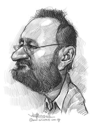 digital caricature sketch of Paco Najera Orteg