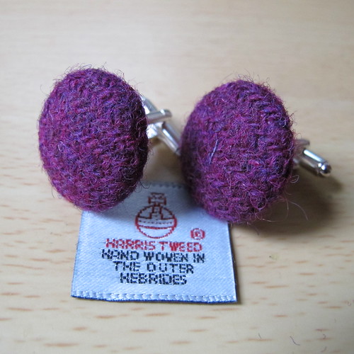Harris Tweed cufflinks - purple