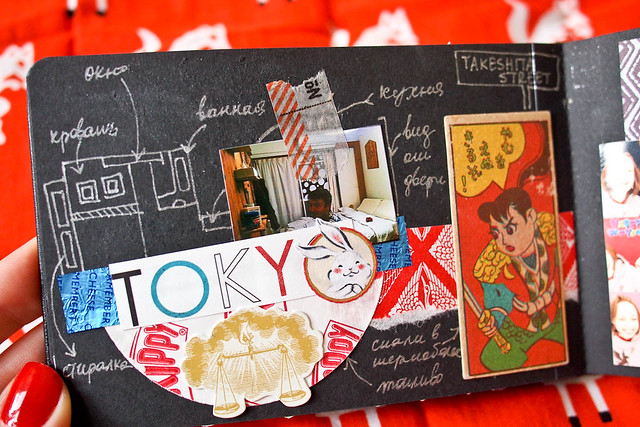 Japan travel collage black moleskine journal