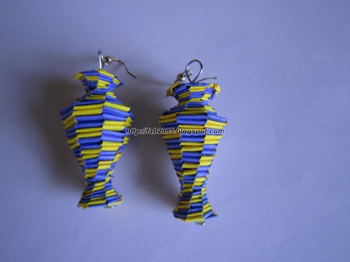 Handmade Jewelry - Paper Lanyard Vase Earrings (5) by fah2305