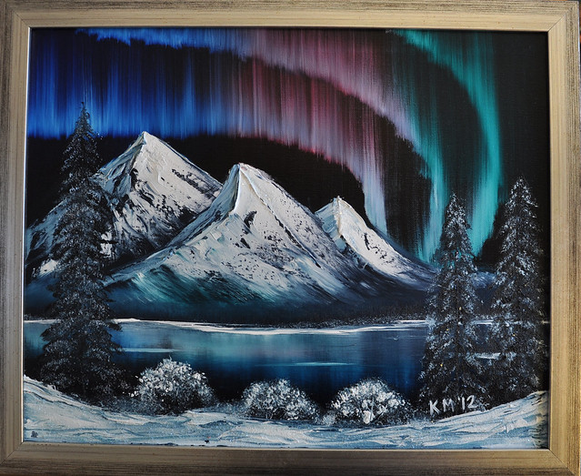Northern Lights Bob Ross painting Flickr Photo Sharing!