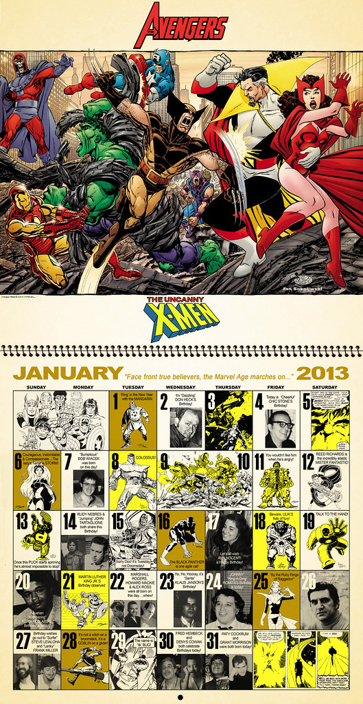 Jan 2013 Mighty Marvel Calendar by Dusty Abell